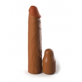 Коричневая насадка на член 2  Silicone X-tension - 20,3 см. - Pipedream - в Грозном купить с доставкой