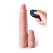 Телесная вибронасадка на член 3  Vibrating Mega X-tension with Remote - 22,9 см. - Pipedream - в Грозном купить с доставкой