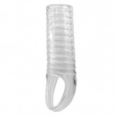 Прозрачная насадка на пенис с ребрышками и подхватом мошонки - Baile - в Грозном купить с доставкой