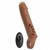 Коричневая вибронасадка с подхватом мошонки и пультом ДУ - Baile - в Грозном купить с доставкой