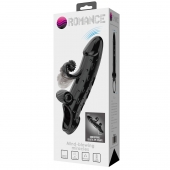 Черная вибронасадка на пенис с подхватом мошонки - 20 см. - Baile - в Грозном купить с доставкой