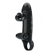 Черная вибронасадка на пенис с подхватом мошонки - 20 см. - Baile - в Грозном купить с доставкой