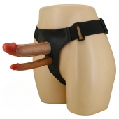 Темно-бежевый фаллопротез для двойного проникновения - 17,5 см. - Baile - купить с доставкой в Грозном