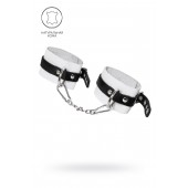 Бело-черные мягкие оковы с одним ремешком и люверсами - Pecado - купить с доставкой в Грозном