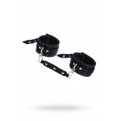 Черные двухслойные кожаные оковы с белой строчкой - Pecado - купить с доставкой в Грозном