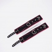 Черно-розовые кожаные оковы с розовой строчкой - Crazy Handmade - купить с доставкой в Грозном