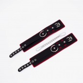 Черно-красные оковы с красной строчкой Sex - Crazy Handmade - купить с доставкой в Грозном