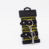 Черно-желтые кожаные наручники с жёлтой строчкой - Crazy Handmade - купить с доставкой в Грозном