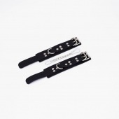 Черные кожаные наручники с регулируемыми ремешками - Crazy Handmade - купить с доставкой в Грозном