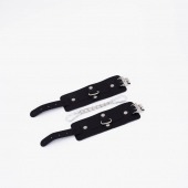 Черные кожаные наручники с хромированной фурнитурой - Crazy Handmade - купить с доставкой в Грозном