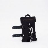 Черные кожаные оковы с хромированной фурнитурой - Crazy Handmade - купить с доставкой в Грозном