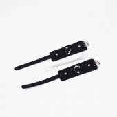 Черные кожаные оковы с хромированной фурнитурой - Crazy Handmade - купить с доставкой в Грозном