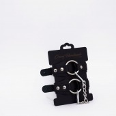 Черные кожаные оковы с кольцом - Crazy Handmade - купить с доставкой в Грозном