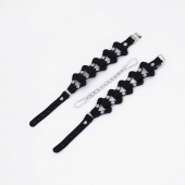 Черные кожаные наручники из звеньев - Crazy Handmade - купить с доставкой в Грозном