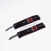 Черные кожаные оковы с красным декором и строчкой - Crazy Handmade - купить с доставкой в Грозном