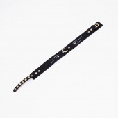 Черный кожаный ошейник с золотистой фурнитурой - Crazy Handmade - купить с доставкой в Грозном