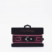 Черно-розовый кожаный ошейник с розовой строчкой - Crazy Handmade - купить с доставкой в Грозном