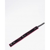 Черно-розовый кожаный ошейник с розовой строчкой - Crazy Handmade - купить с доставкой в Грозном