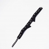 Черный однослойный кожаный ошейник с имитацией воротничка - Crazy Handmade - купить с доставкой в Грозном