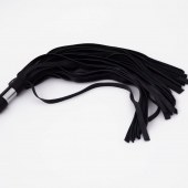 Черный кожаный флоггер со стальной ручкой - 45 см. - Crazy Handmade - купить с доставкой в Грозном