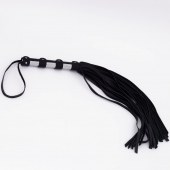 Черный кожаный флоггер со стальной ручкой - 45 см. - Crazy Handmade - купить с доставкой в Грозном