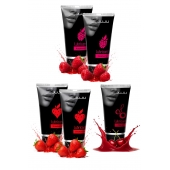 Набор из 5 съедобных лубрикантов JUJU (клубника х 2, малина х 2, вишня) - JuJu - купить с доставкой в Грозном