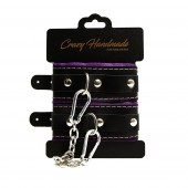 Черно-фиолетовые скругленные наручники с мягкой подкладкой - Crazy Handmade - купить с доставкой в Грозном