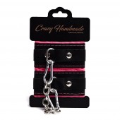 Черно-розовые скругленные наручники с мягкой подкладкой - Crazy Handmade - купить с доставкой в Грозном