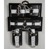 Набор фиксаторов из черной и белой натуральной кожи - Crazy Handmade - купить с доставкой в Грозном