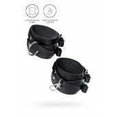 Черные кожаные оковы с двумя перекрёстными ремешками - Pecado - купить с доставкой в Грозном