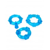 Набор из 3 синих эрекционных колец с различным рельефом - Erowoman-Eroman - в Грозном купить с доставкой