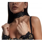 Черный ажурный чокер с золотистой фурнитурой - Crazy Handmade - купить с доставкой в Грозном