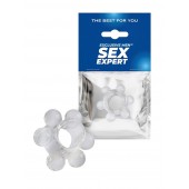 Прозрачное эрекционное кольцо с 6 стимулирующими шариками - Sex Expert - в Грозном купить с доставкой