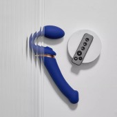Синий безремневой страпон Multi Orgasm Bendable Strap-On size XL с клиторальной стимуляцией - Strap-on-me - купить с доставкой в Грозном