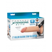 Телесный пустотелый фаллопротез 5’’ Hollow Silicone Strap-On - 14 см. - Pipedream - купить с доставкой в Грозном