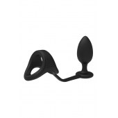 Черное эрекционное кольцо с анальной пробкой Cockstrap With Anal Plug - Dream Toys - в Грозном купить с доставкой