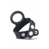 Черное эрекционное кольцо с подхватом мошонки на кнопках VS6 - Blush Novelties - в Грозном купить с доставкой