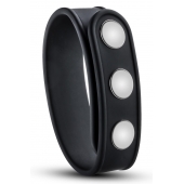 Черное эрекционное кольцо на кнопках - Blush Novelties - в Грозном купить с доставкой