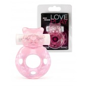 Розовое эрекционное виброкольцо в форме мишки - 1137 - в Грозном купить с доставкой