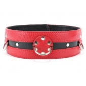 Черно-красный кожаный ошейник увеличенного размера - БДСМ Арсенал - купить с доставкой в Грозном