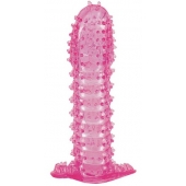 Гелевая розовая насадка с шипами - 12 см. - Toyfa Basic - в Грозном купить с доставкой