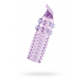 Гелевая фиолетовая насадка с шариками, шипами и усиком - 11 см. - Toyfa Basic - в Грозном купить с доставкой