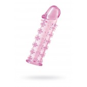 Гелевая розовая насадка на фаллос с шипами - 12 см. - Toyfa Basic - в Грозном купить с доставкой