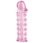 Гелевая розовая насадка на фаллос с шипами - 12 см. - Toyfa Basic - в Грозном купить с доставкой