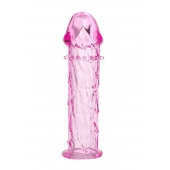 Гладкая розовая насадка с усиками под головкой - 12,5 см. - Toyfa Basic - в Грозном купить с доставкой