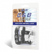 Утяжка на пенис на замочке Duo Cock And Ball Lock - BlueLine - купить с доставкой в Грозном