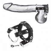 Утяжка на пенис на замочке Duo Cock And Ball Lock - BlueLine - купить с доставкой в Грозном