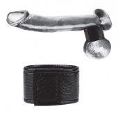 Чёрная утяжка на мошонку 1  Velcro Ball Stretcher - BlueLine - купить с доставкой в Грозном