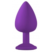 Большая фиолетовая анальная пробка Emotions Cutie Large с голубым кристаллом - 10 см. - Lola Games - купить с доставкой в Грозном