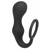 Чёрное эрекционное кольцо с анальной пробкой Double Pleasure Anal Plug - Lola Games - в Грозном купить с доставкой